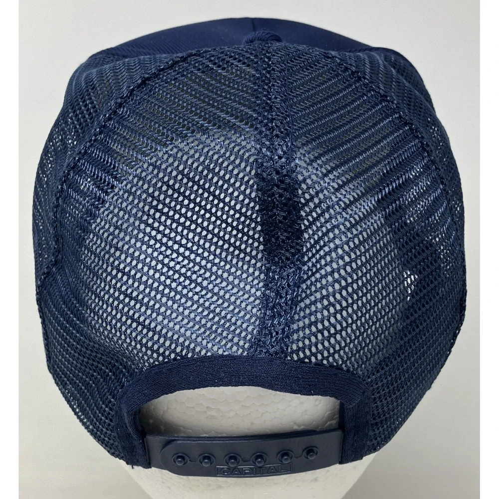 Vintage Todd Shipyards Mesh Back‎ Foam Panel Snapback Trucker Hat Navy Blue